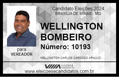 Candidato WELLINGTON BOMBEIRO 2024 - BRASÍLIA DE MINAS - Eleições