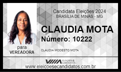 Candidato CLAUDIA MOTA 2024 - BRASÍLIA DE MINAS - Eleições