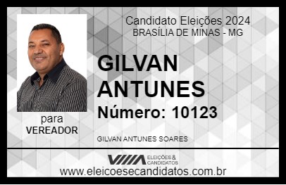 Candidato GILVAN ANTUNES 2024 - BRASÍLIA DE MINAS - Eleições