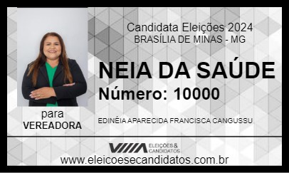 Candidato NEIA DA SAÚDE 2024 - BRASÍLIA DE MINAS - Eleições