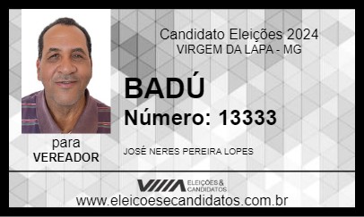 Candidato BADÚ 2024 - VIRGEM DA LAPA - Eleições