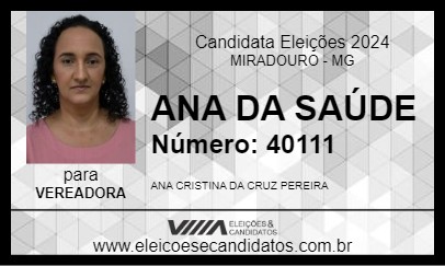 Candidato ANA DA SAÚDE 2024 - MIRADOURO - Eleições