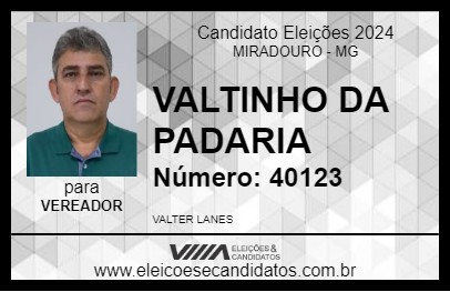 Candidato VALTINHO DA PADARIA 2024 - MIRADOURO - Eleições