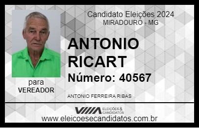 Candidato ANTONIO RICART 2024 - MIRADOURO - Eleições