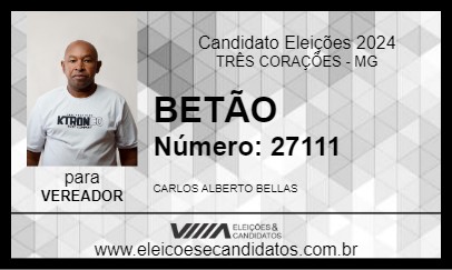 Candidato BETÃO 2024 - TRÊS CORAÇÕES - Eleições