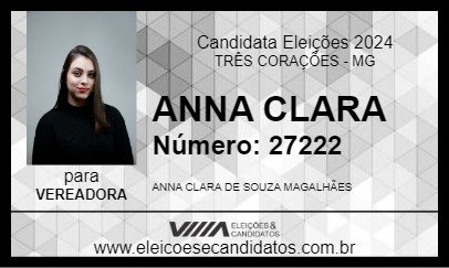 Candidato ANNA CLARA 2024 - TRÊS CORAÇÕES - Eleições