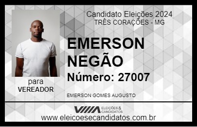 Candidato EMERSON NEGÃO  2024 - TRÊS CORAÇÕES - Eleições