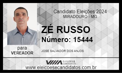 Candidato ZÉ RUSSO 2024 - MIRADOURO - Eleições