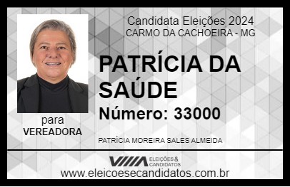 Candidato PATRÍCIA DA SAÚDE 2024 - CARMO DA CACHOEIRA - Eleições