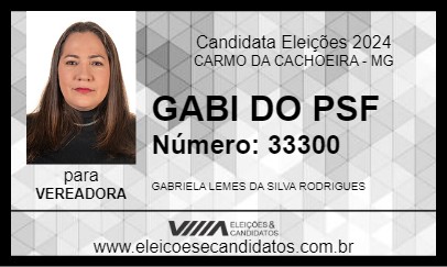 Candidato GABI DO PSF 2024 - CARMO DA CACHOEIRA - Eleições