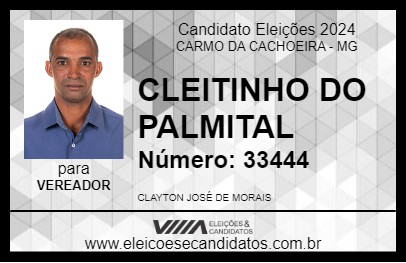 Candidato CLEITINHO DO PALMITAL 2024 - CARMO DA CACHOEIRA - Eleições