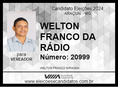 Candidato WELTON FRANCO DA RÁDIO 2024 - ARAÇUAÍ - Eleições