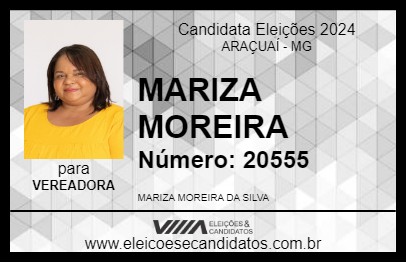 Candidato MARIZA MOREIRA  2024 - ARAÇUAÍ - Eleições