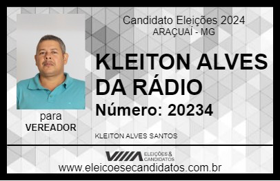 Candidato KLEITON ALVES DA RÁDIO  2024 - ARAÇUAÍ - Eleições