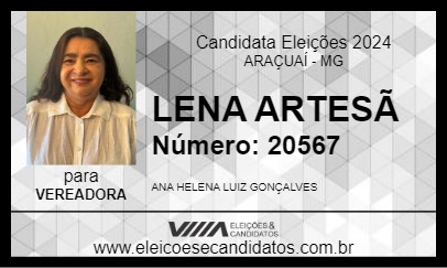 Candidato LENA ARTESÃ 2024 - ARAÇUAÍ - Eleições