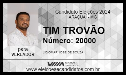 Candidato TIM TROVÃO 2024 - ARAÇUAÍ - Eleições