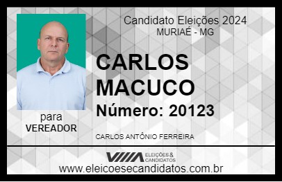 Candidato CARLOS MACUCO 2024 - MURIAÉ - Eleições