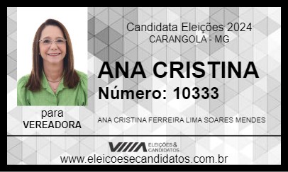 Candidato ANA CRISTINA 2024 - CARANGOLA - Eleições