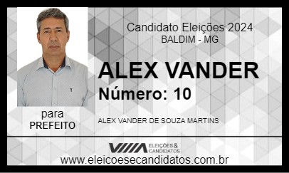 Candidato ALEX VANDER 2024 - BALDIM - Eleições