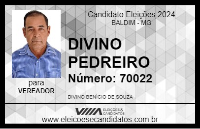 Candidato DIVINO PEDREIRO 2024 - BALDIM - Eleições