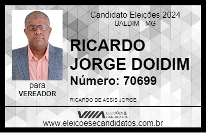 Candidato RICARDO JORGE DOIDIM 2024 - BALDIM - Eleições