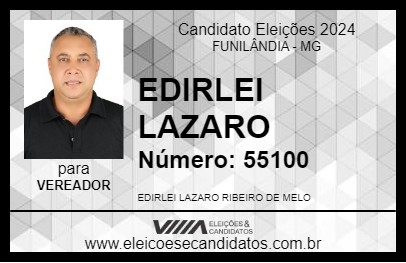 Candidato EDIRLEI LAZARO 2024 - FUNILÂNDIA - Eleições