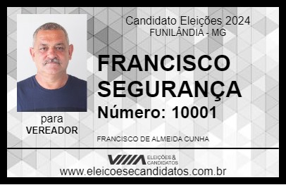 Candidato FRANCISCO SEGURANÇA 2024 - FUNILÂNDIA - Eleições