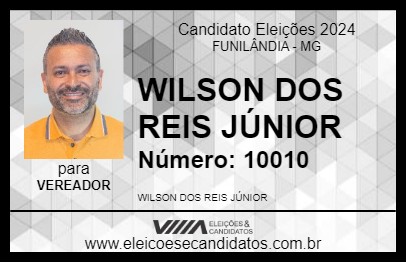 Candidato WILSON DOS REIS JÚNIOR 2024 - FUNILÂNDIA - Eleições