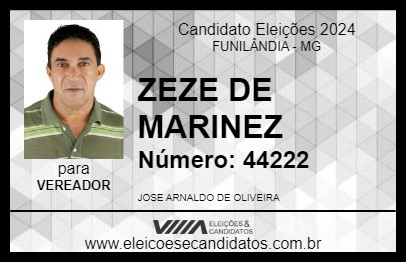 Candidato ZEZE DE MARINEZ 2024 - FUNILÂNDIA - Eleições