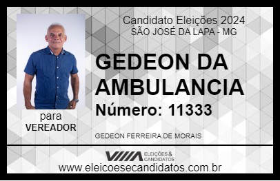 Candidato GEDEON DA AMBULANCIA 2024 - SÃO JOSÉ DA LAPA - Eleições