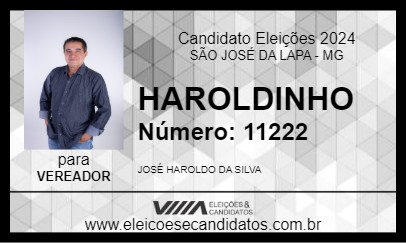 Candidato HAROLDINHO 2024 - SÃO JOSÉ DA LAPA - Eleições