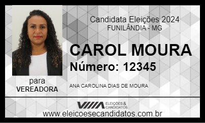 Candidato CAROL MOURA 2024 - FUNILÂNDIA - Eleições