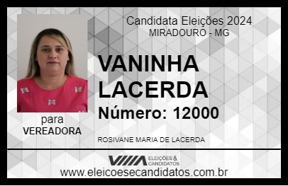 Candidato VANINHA LACERDA 2024 - MIRADOURO - Eleições