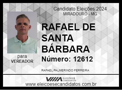 Candidato RAFAEL DE SANTA BÁRBARA 2024 - MIRADOURO - Eleições