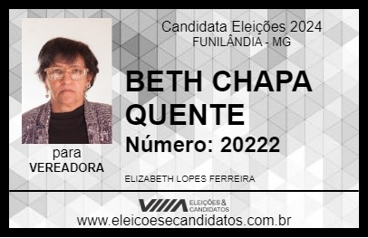 Candidato BETH CHAPA QUENTE 2024 - FUNILÂNDIA - Eleições