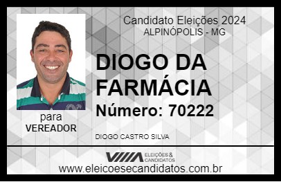 Candidato DIOGO DA FARMÁCIA 2024 - ALPINÓPOLIS - Eleições