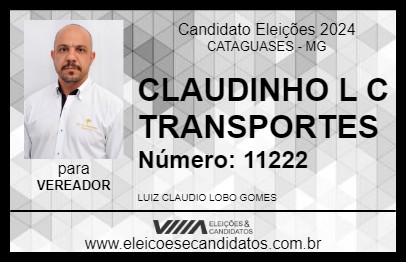 Candidato CLAUDINHO L C TRANSPORTES 2024 - CATAGUASES - Eleições