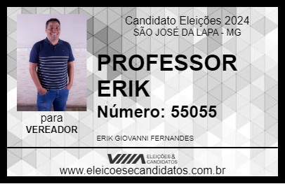 Candidato PROFESSOR ERIK 2024 - SÃO JOSÉ DA LAPA - Eleições