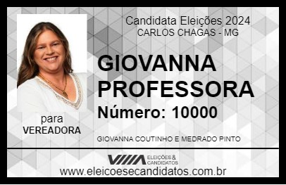 Candidato GIOVANNA PROFESSORA 2024 - CARLOS CHAGAS - Eleições