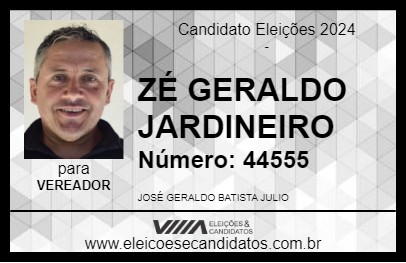 Candidato ZÉ GERALDO JARDINEIRO 2024 - JEQUITIBÁ - Eleições