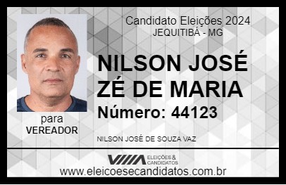 Candidato NILSON JOSÉ ZÉ DE MARIA 2024 - JEQUITIBÁ - Eleições