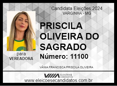 Candidato PRISCILA OLIVEIRA DO SAGRADO 2024 - VARGINHA - Eleições