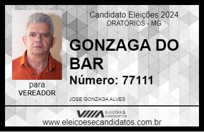 Candidato GONZAGA DO BAR 2024 - ORATÓRIOS - Eleições