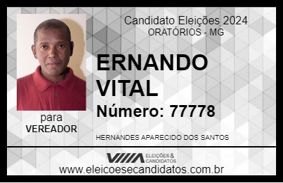 Candidato ERNANDO VITAL 2024 - ORATÓRIOS - Eleições