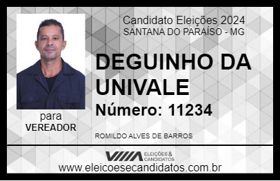 Candidato DEGUINHO DA UNIVALE 2024 - SANTANA DO PARAÍSO - Eleições