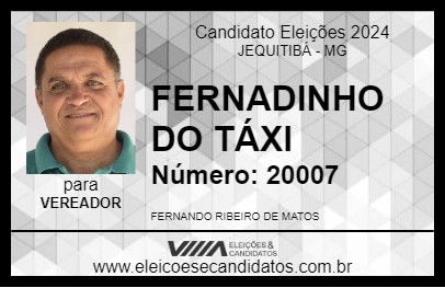 Candidato FERNADINHO DO TÁXI 2024 - JEQUITIBÁ - Eleições