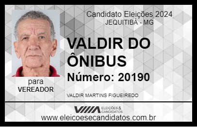 Candidato VALDIR DO ÔNIBUS 2024 - JEQUITIBÁ - Eleições