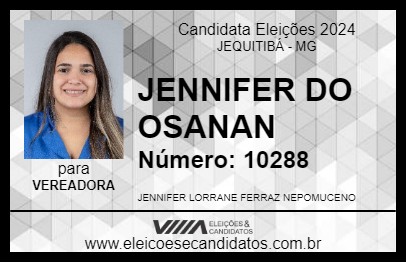 Candidato JENNIFER DO OSANAN 2024 - JEQUITIBÁ - Eleições