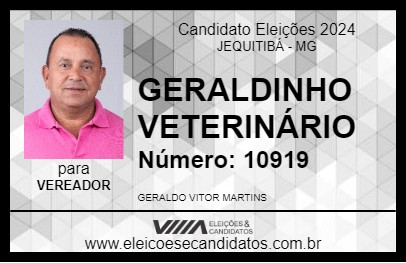 Candidato GERALDINHO VETERINÁRIO 2024 - JEQUITIBÁ - Eleições