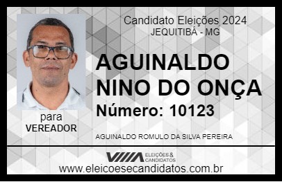 Candidato AGUINALDO NINO DO ONÇA 2024 - JEQUITIBÁ - Eleições